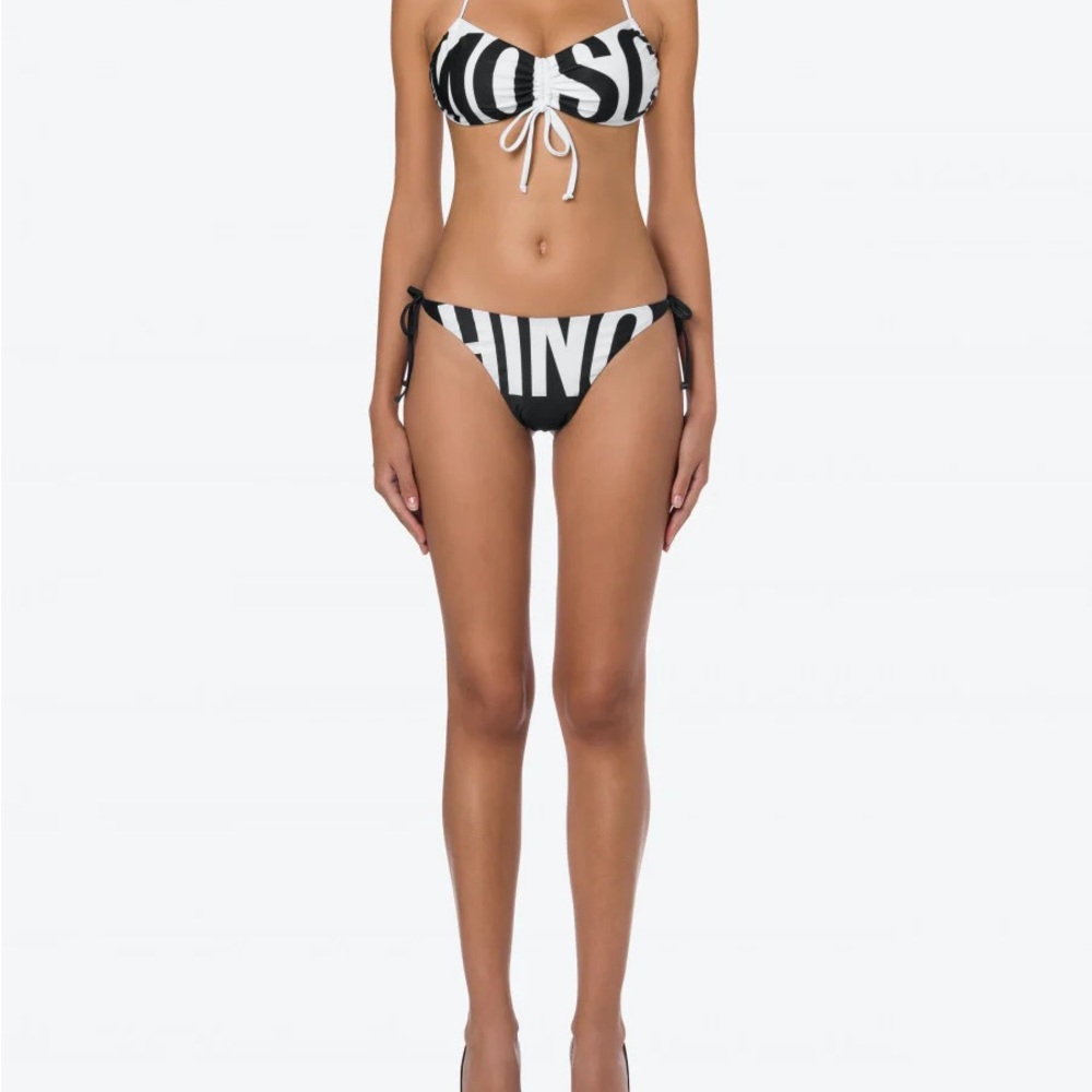 NWT Moschino Maxi Logo Black and White Bikini Top (MSRP $180)
